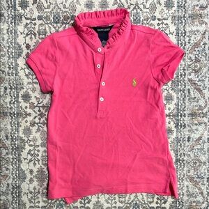 Ralph Lauren Pink Polo Shirt with Ruffled Collar